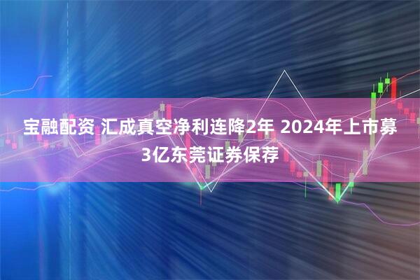 宝融配资 汇成真空净利连降2年 2024年上市募3亿东莞证券保荐